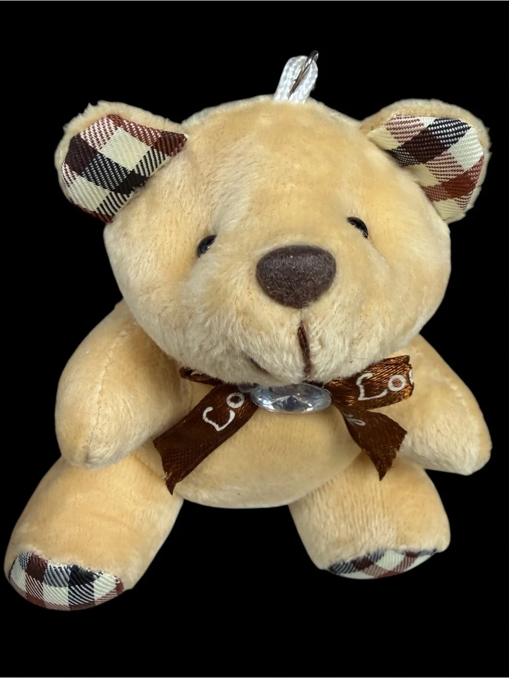 4” Teddy Bear Purse Charm Keychain Brown Plaid Paws plushie New